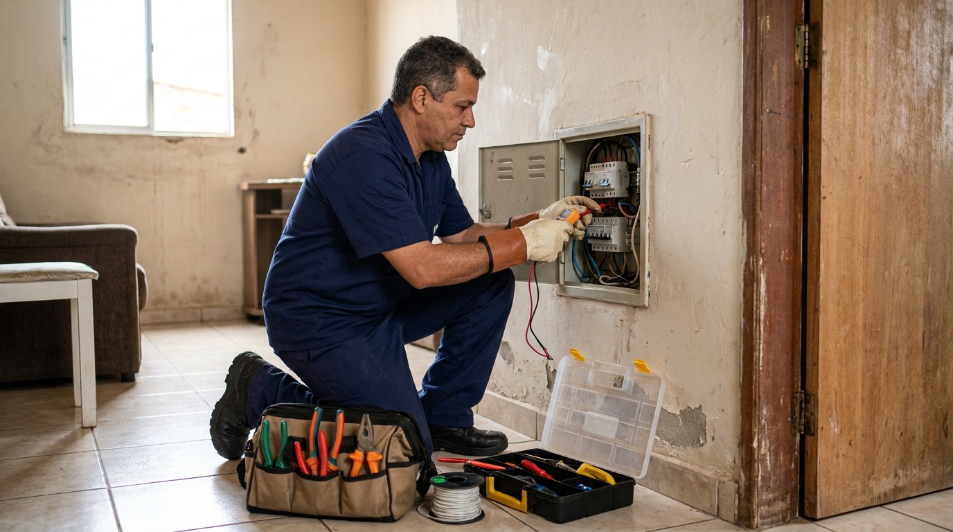 Eletricista com ferramentas em Anápolis‑GO