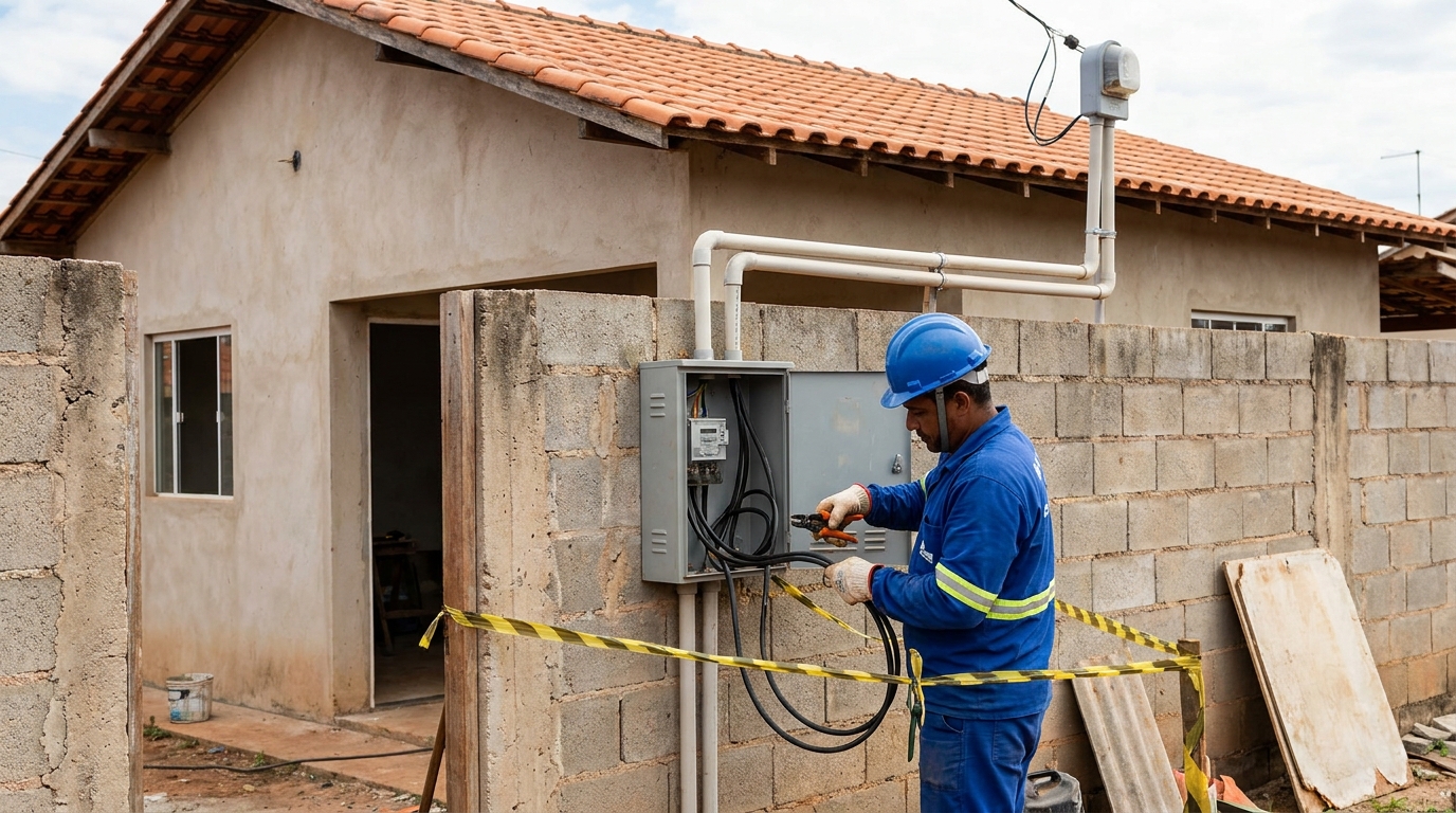 Eletricista instalando padrao de energia em Anápolis‑GO