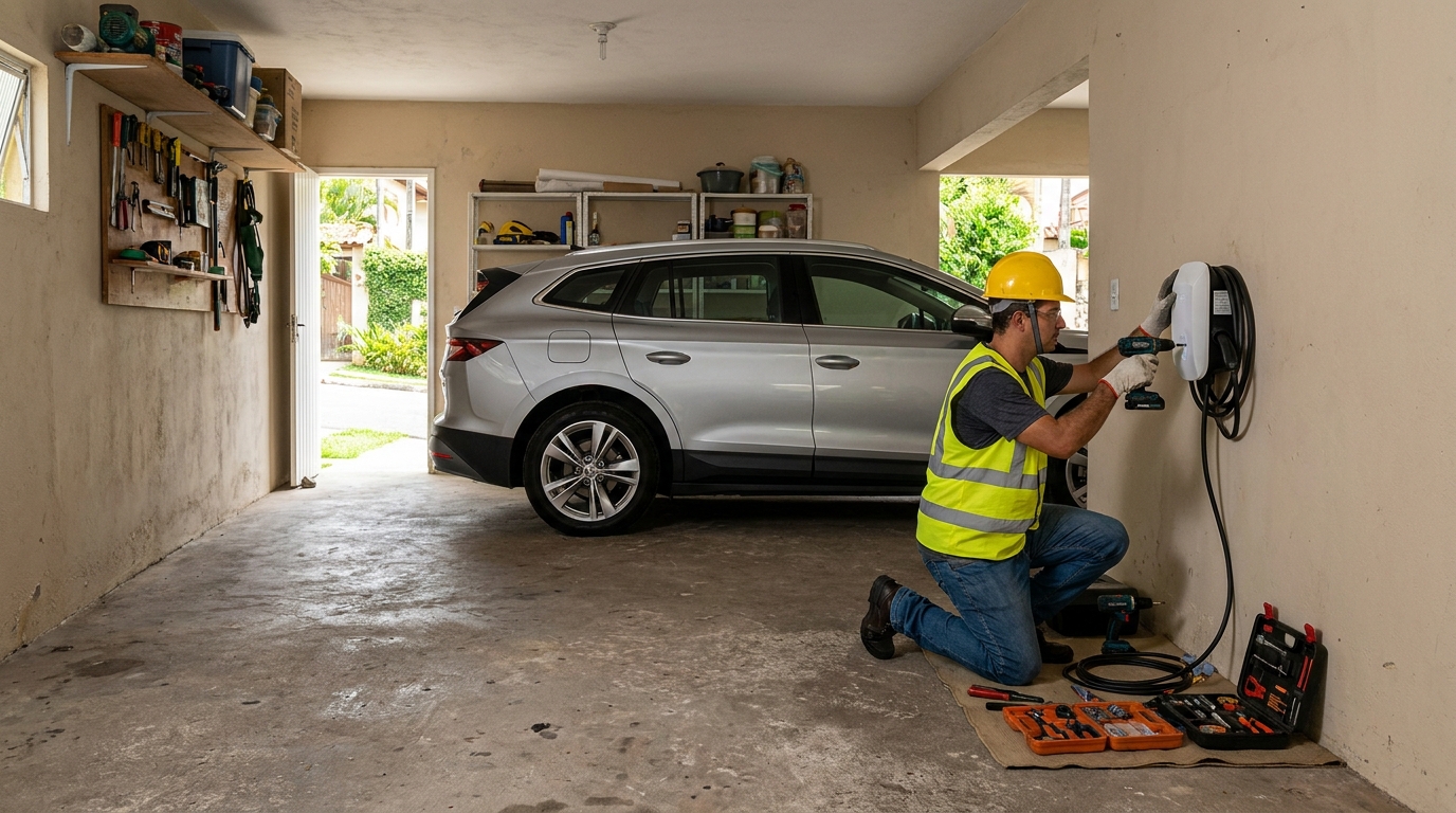 Instalacao de carregador de carro eletrico residencial em Anápolis‑GO
