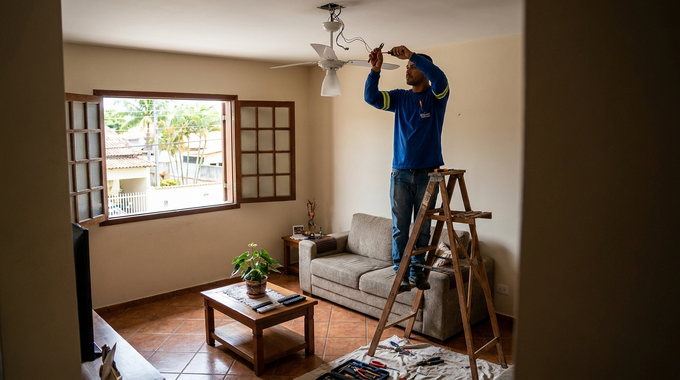 Instalacao de ventilador de teto profissional em Anápolis‑GO