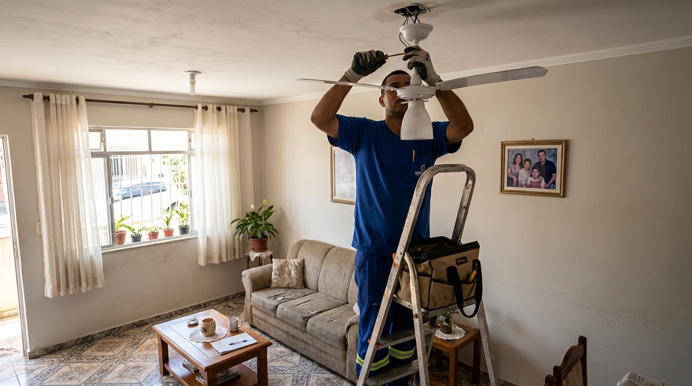 Instalacao de ventilador de teto residencial em Anápolis‑GO